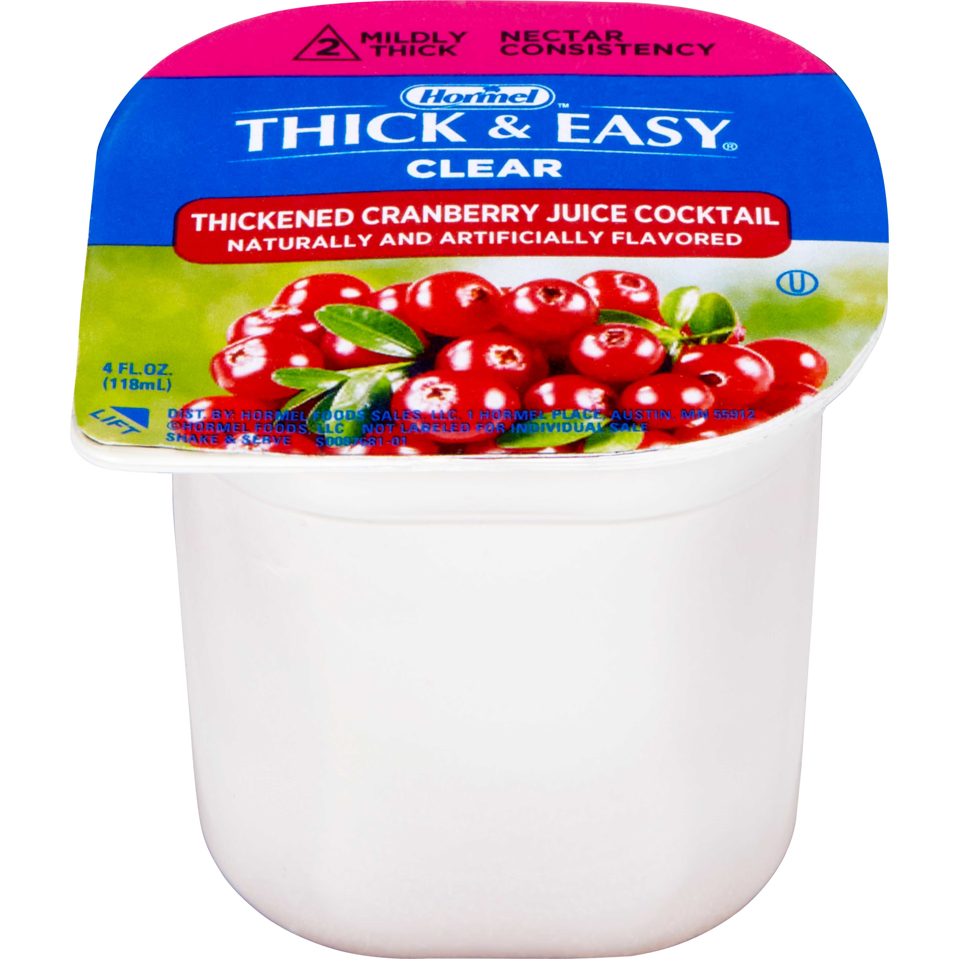 Thick & Easy Ready to Use Thickened Beverage,  Cranberry Juice Cocktail Flavor, 4 oz., Portion Cup