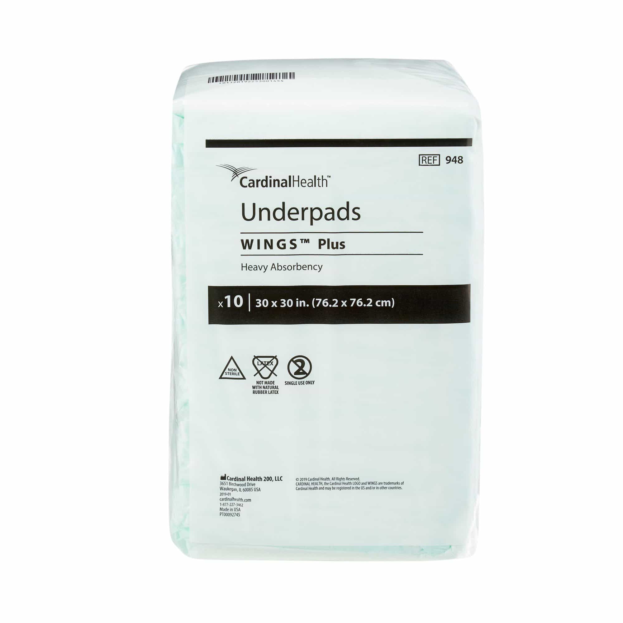 Cardinal Wings Disposable Underpads, Heavy Absorbency