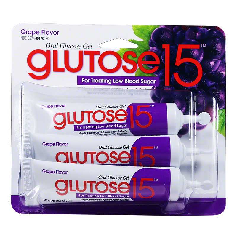 Glutose 15 Oral Glucose Gel, 3 Per Pack, Grape