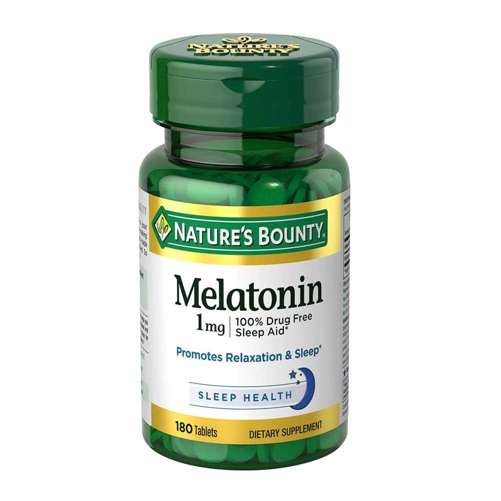 Nature's Bounty Sleep Health Melatonin, 1 mg, 180 Tablets